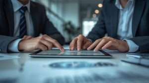 CPA consulting with a small manufacturing business owner about financial reporting and tax planning